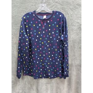 Polka‎ Dot Sleep Top Women's Medium Waffle Knit Cozy Lounge Colorful Whimsical